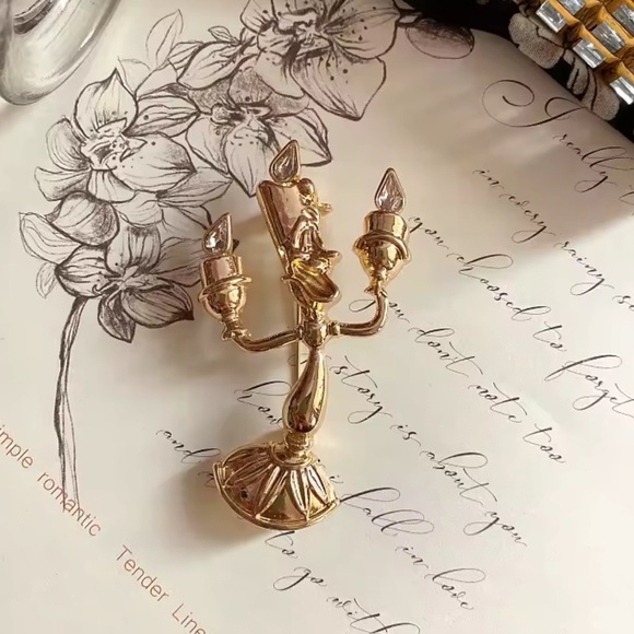 Betsey Johnson Beauty&Beast Gold Candleholder Brooch - Picture 10 of 15